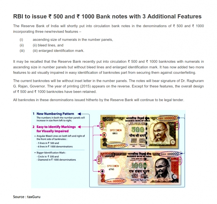 RBI To Issue ₹ 500 And ₹ 1000 Banknotes With Three Additional Features ...